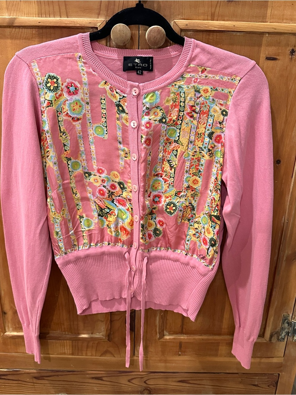 Etro Pink Floral Embellished Cardigan